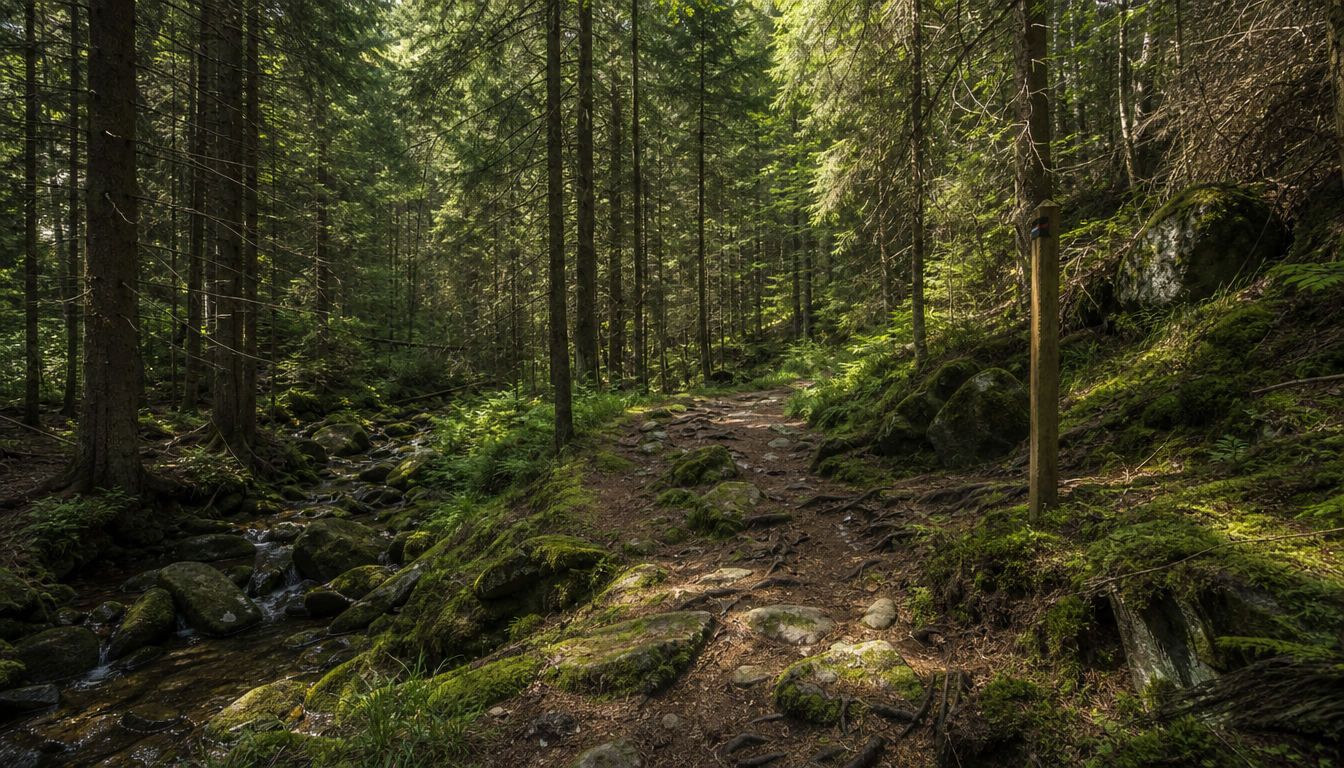 Wanderweg im Thuringer Wald bei Grossbreitenbach